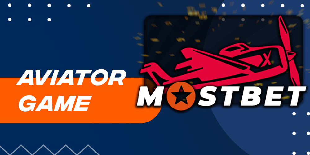 A banner that draws players' attention to the Mostbet Aviator game and shows its basic concept.